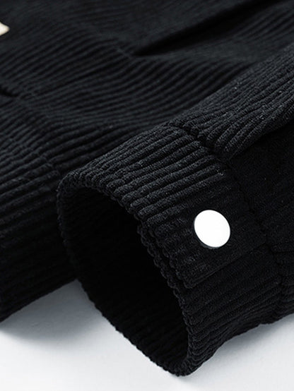 Knopf-Cordjacke mit kuscheligem Teddyfutter