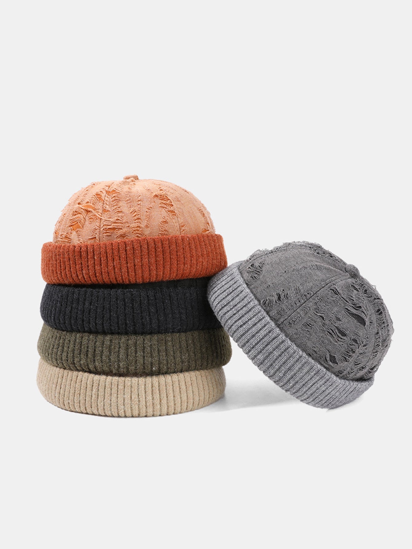 Geteilte Retro Gestrickte Warme Mütze