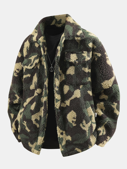 Tarnmuster Teddy-Jacke mit Taschen