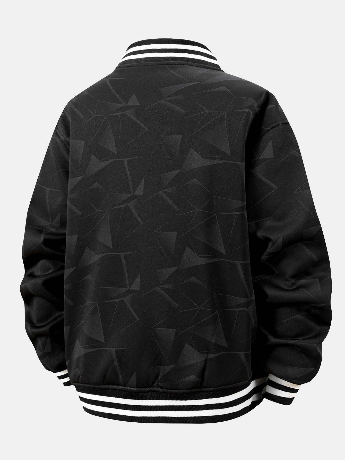 Geometrisch gemusterte Teddy-Fleece Baseballjacke