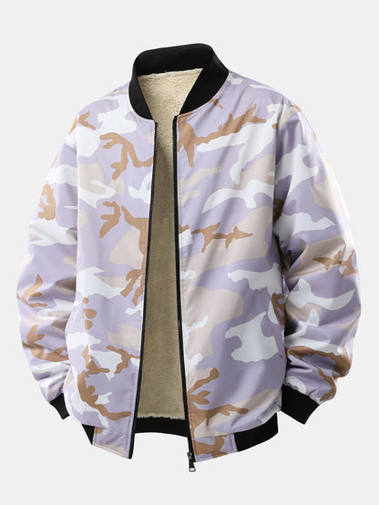 Camouflage Reißverschlussjacke mit Teddy-Futter