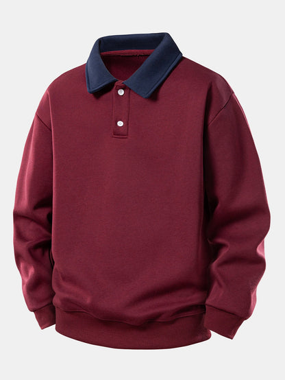 Relaxed Fit Contrast Polo Sweatshirt