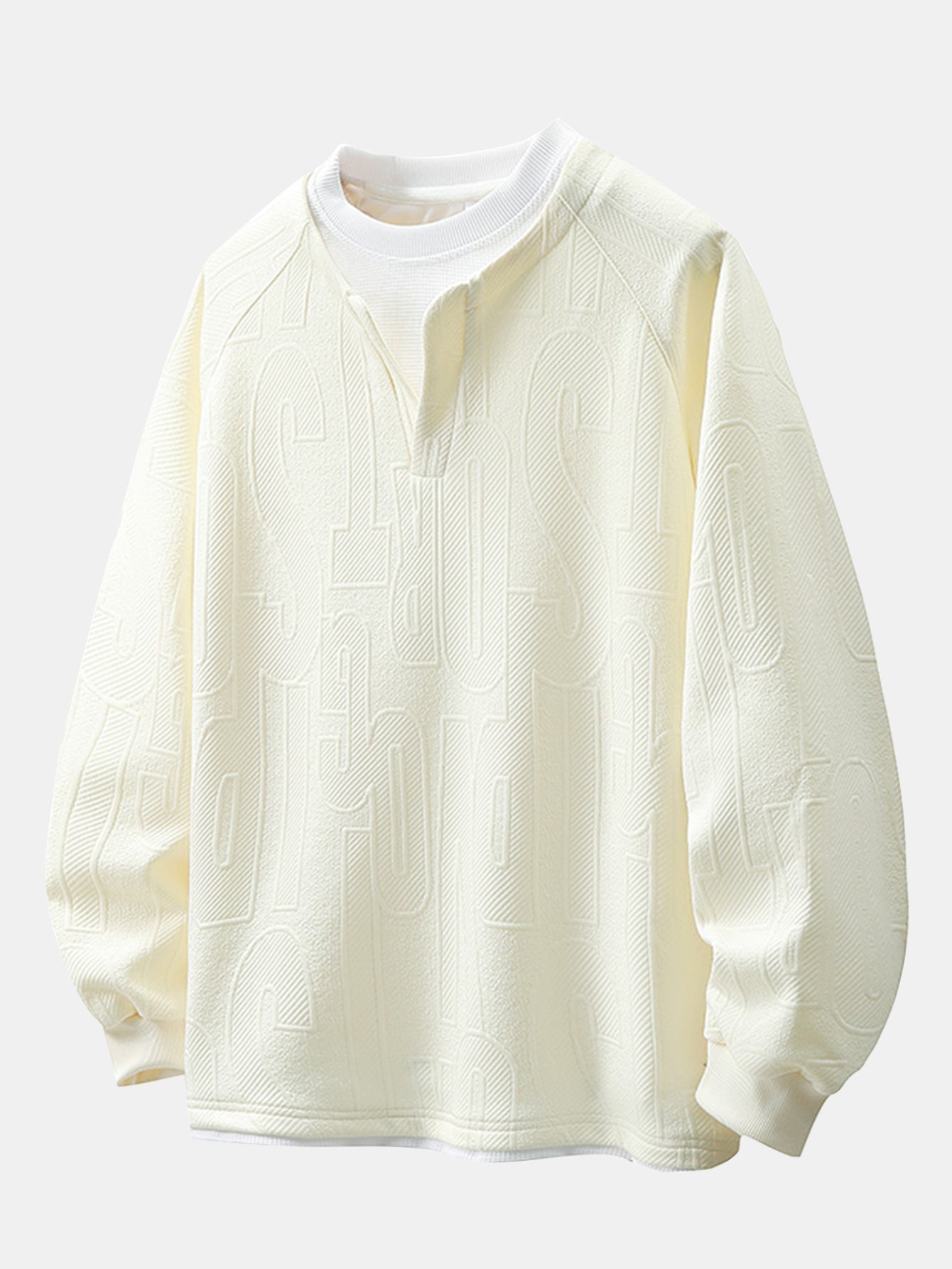 Locker sitzendes 2-in-1 Buchstaben-Jacquard Sweatshirt mit Reverskragen