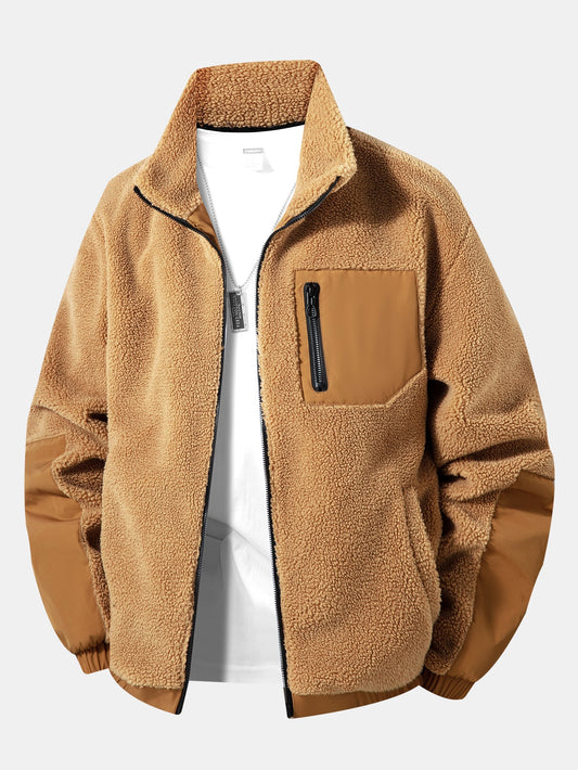 Teddy-Fleece-Reißverschluss-Taschenjacke