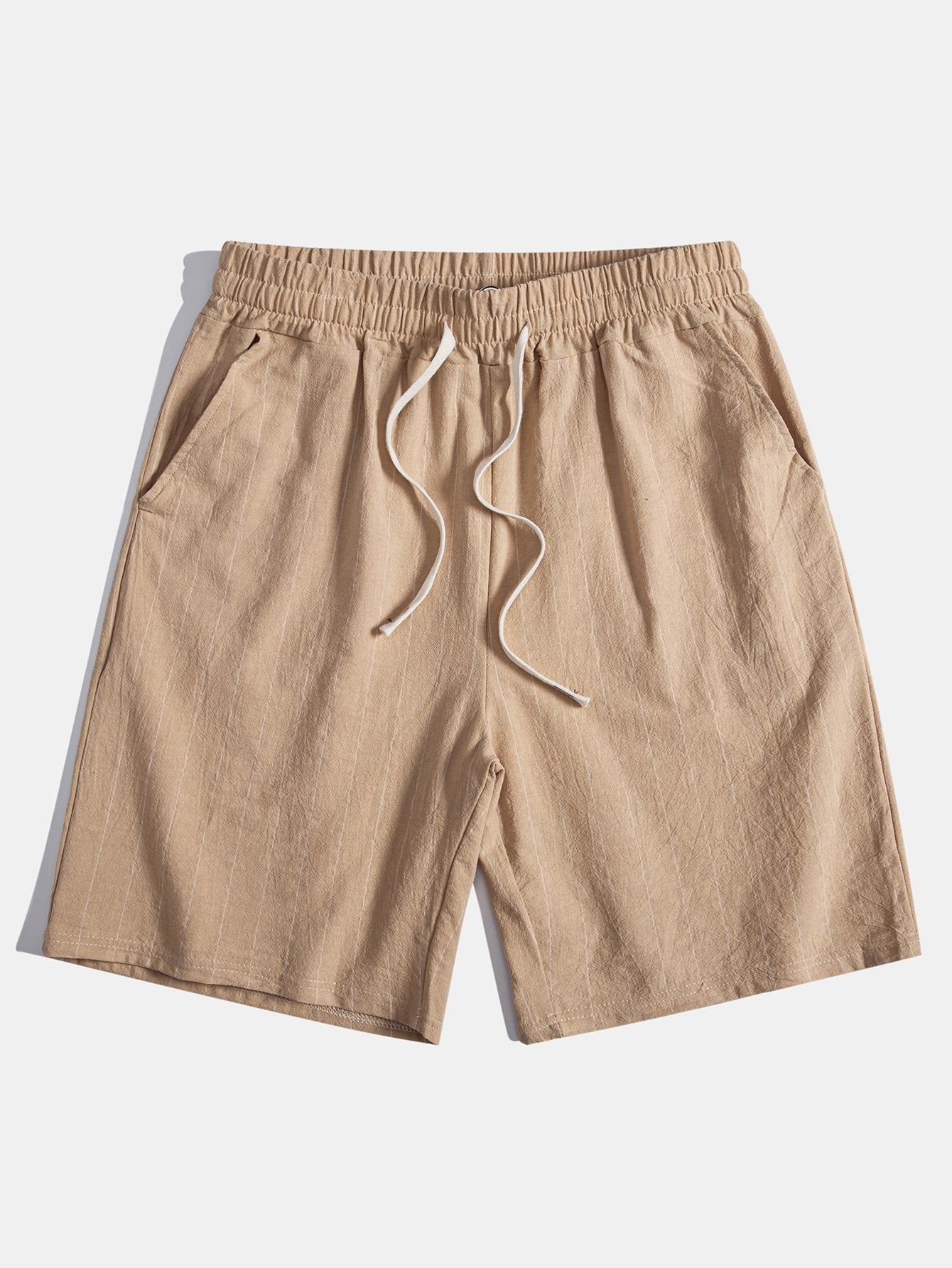 Gestreiftes Hemd in Leinenoptik mit Knöpfen und Shorts mit Kordelzug