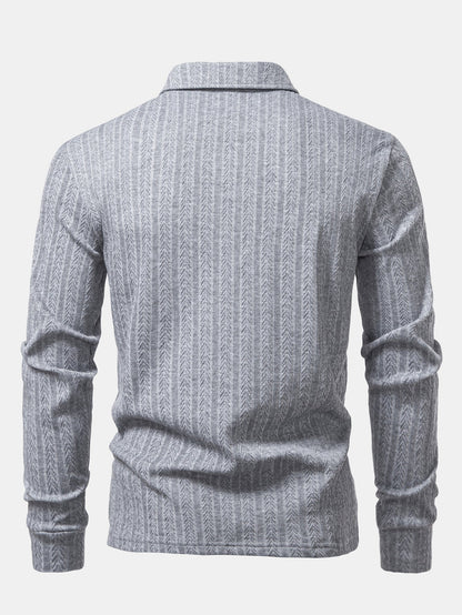 Langarm Weizenähren Jacquard Poloshirts Shirt