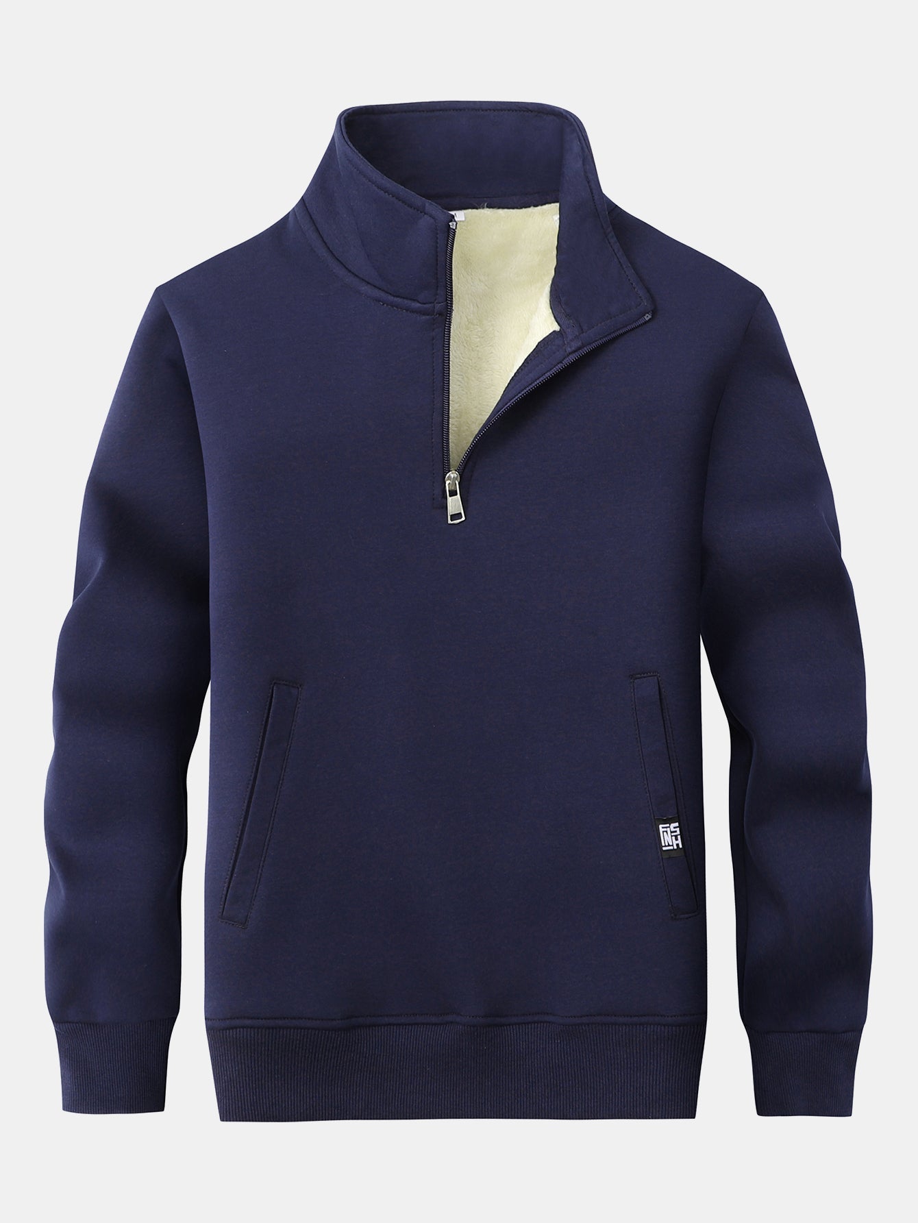 Fleecegefülltes Teddy-Sweatshirt mit Viertel-Reißverschluss