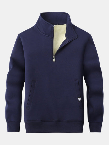 Fleecegefülltes Teddy-Sweatshirt mit Viertel-Reißverschluss