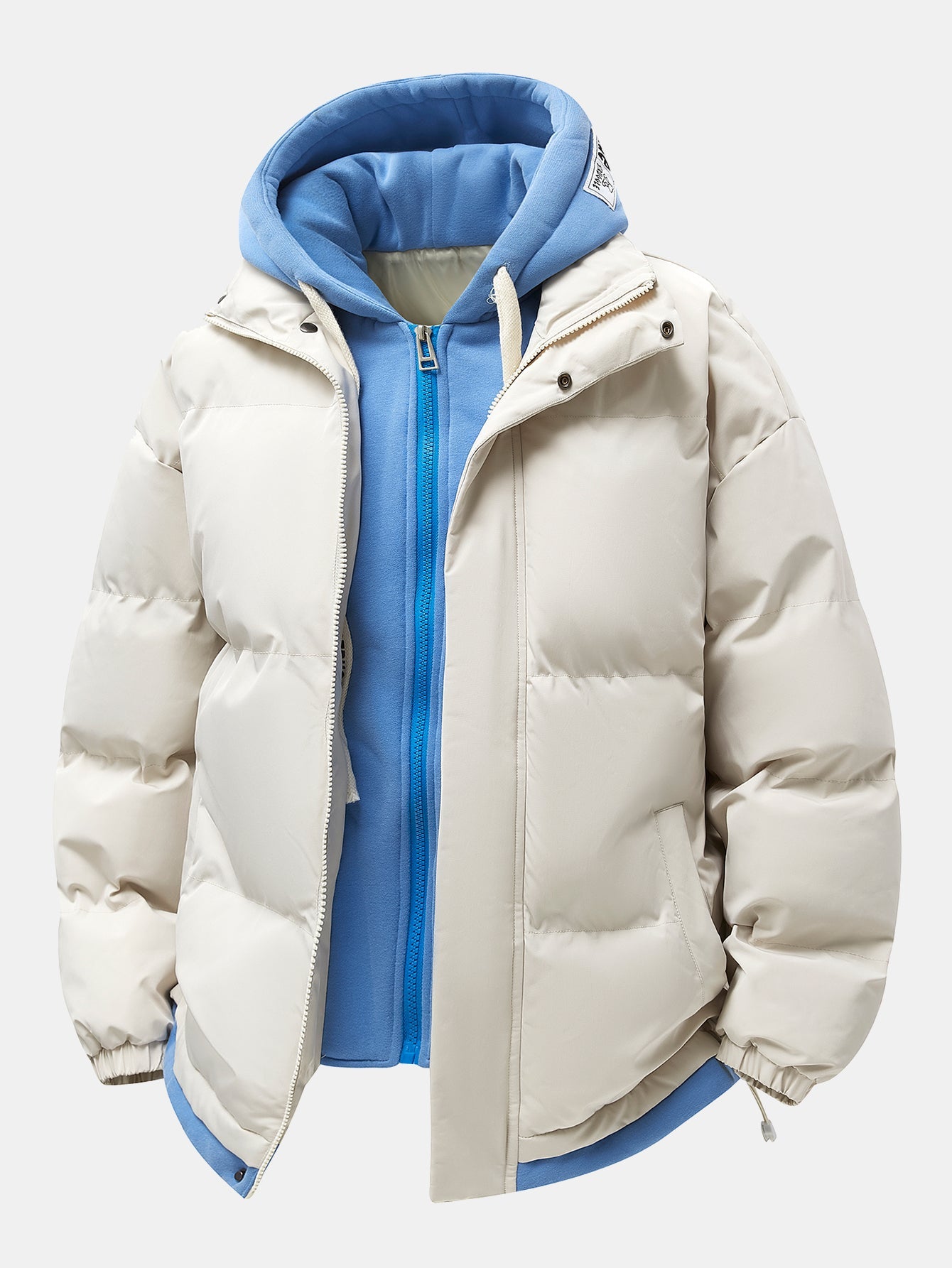 2-in-1 Kontrast Kapuzen Steppjacke