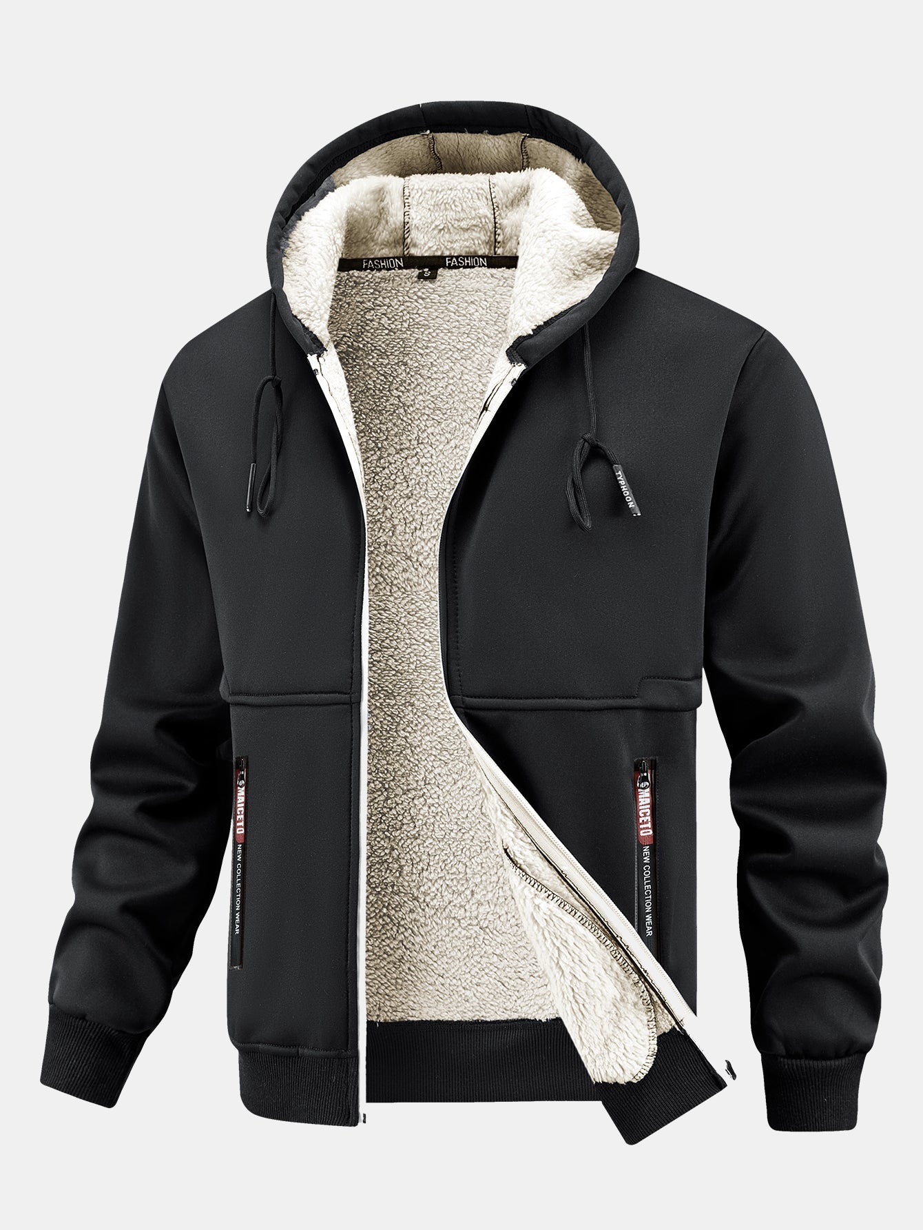 Fleecegefütterter Kapuzenpullover mit praktischer Reißverschlusstasche