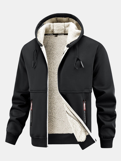 Fleecegefütterter Kapuzenpullover mit praktischer Reißverschlusstasche