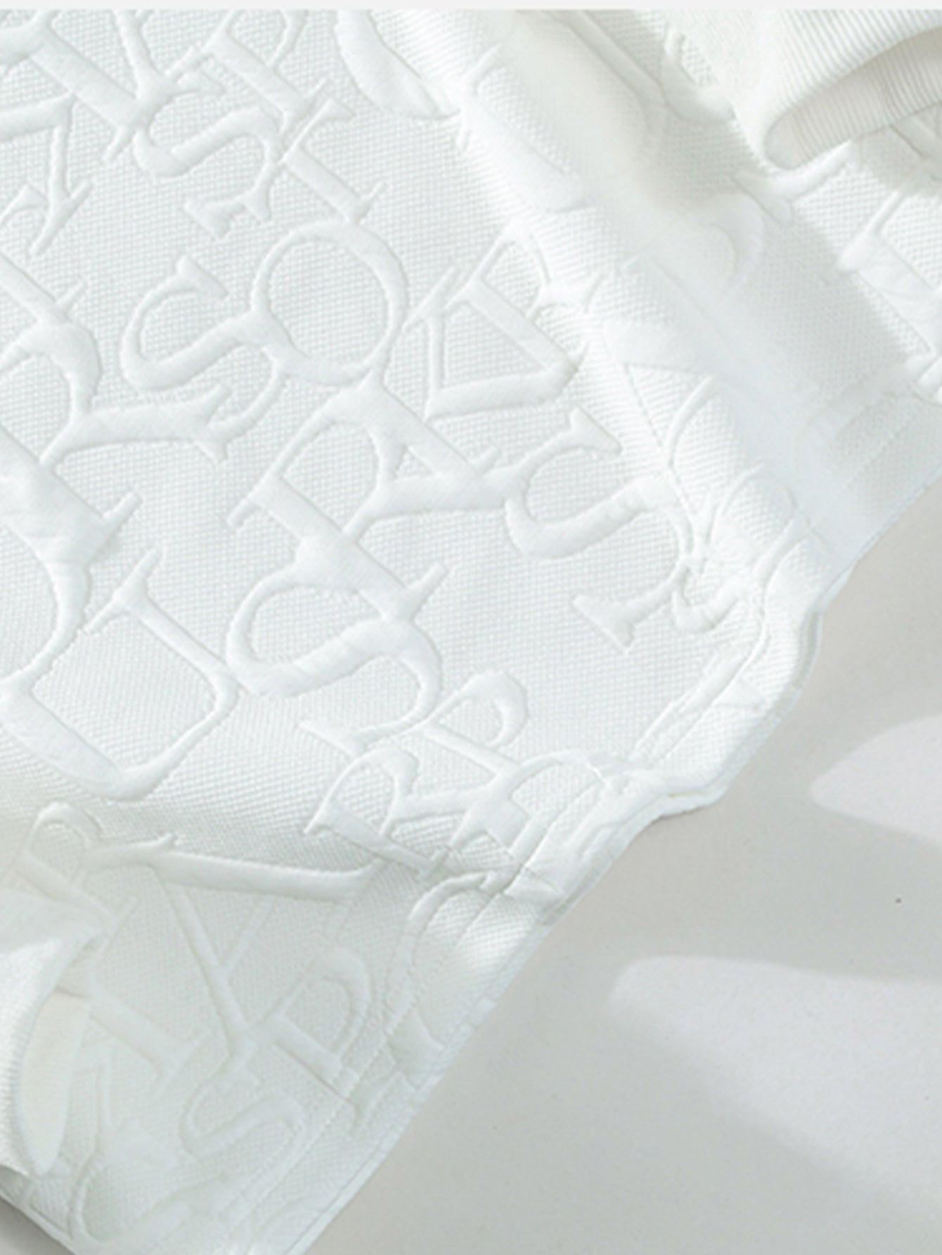 Jacquard Buchstaben V-Ausschnitt T-Shirt