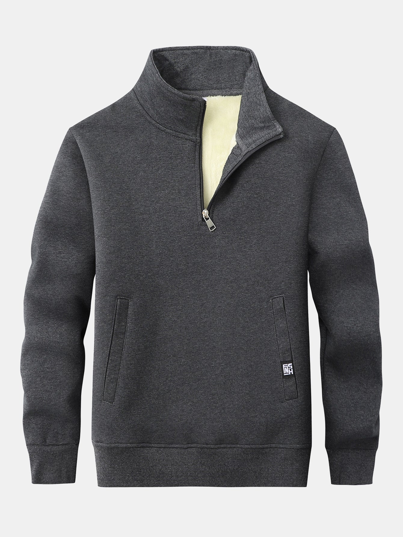 Fleecegefülltes Teddy-Sweatshirt mit Viertel-Reißverschluss