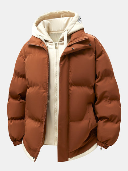 2-in-1 Kontrast Kapuzen Steppjacke