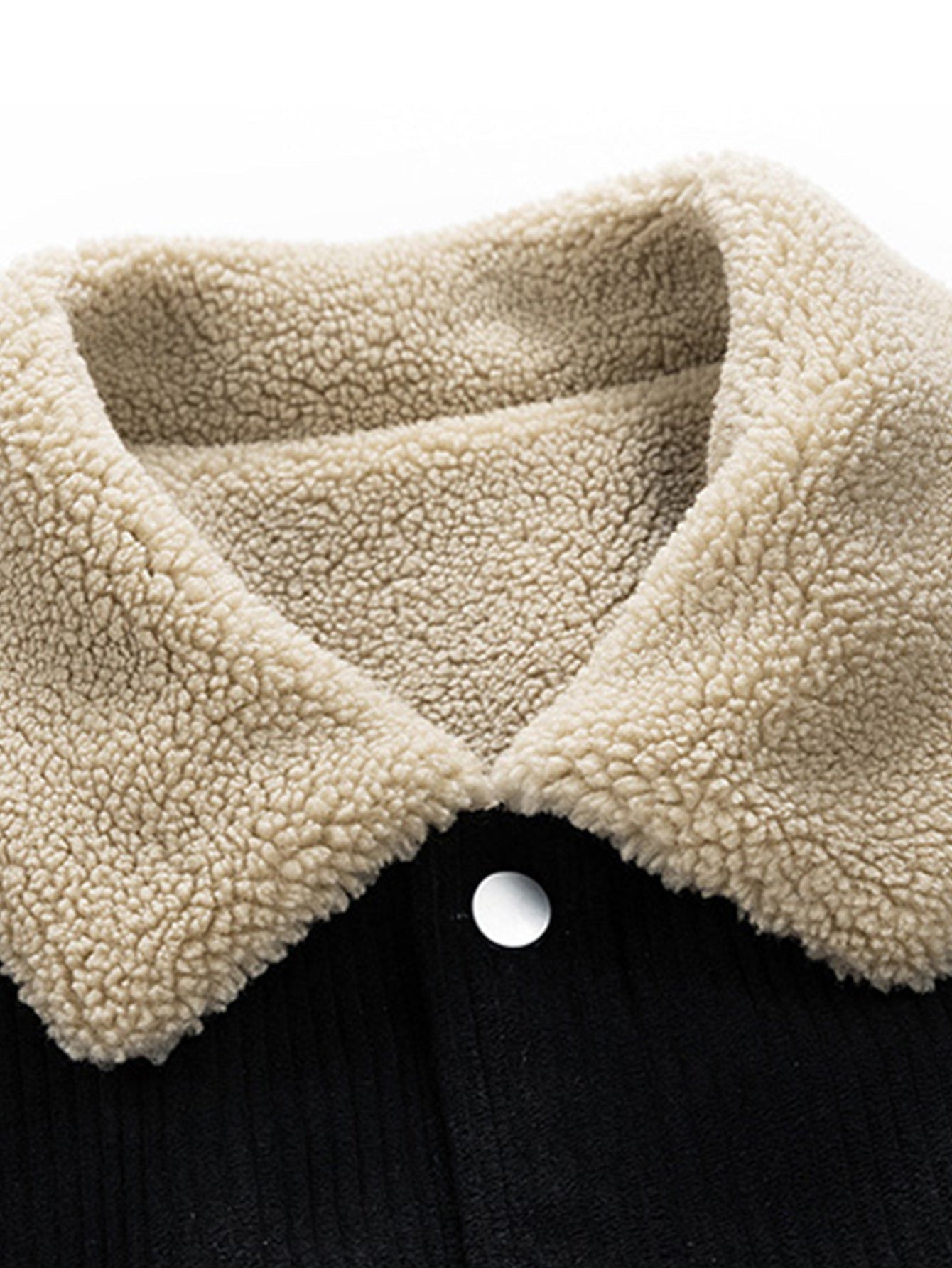 Knopf-Cordjacke mit kuscheligem Teddyfutter