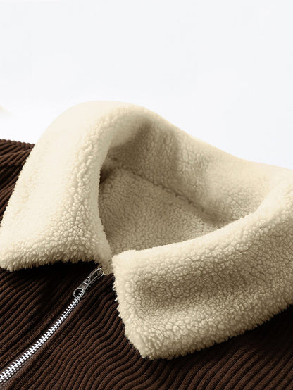 Teddygefütterte Cordjacke mit Reißverschluss