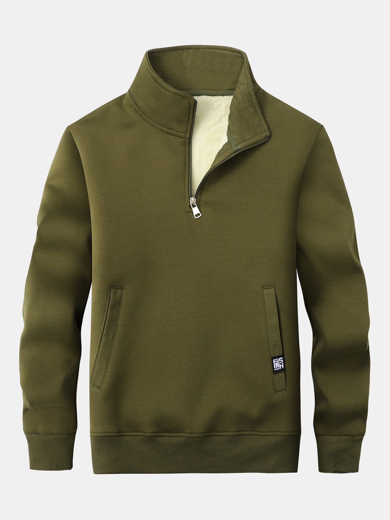 Fleecegefülltes Teddy-Sweatshirt mit Viertel-Reißverschluss