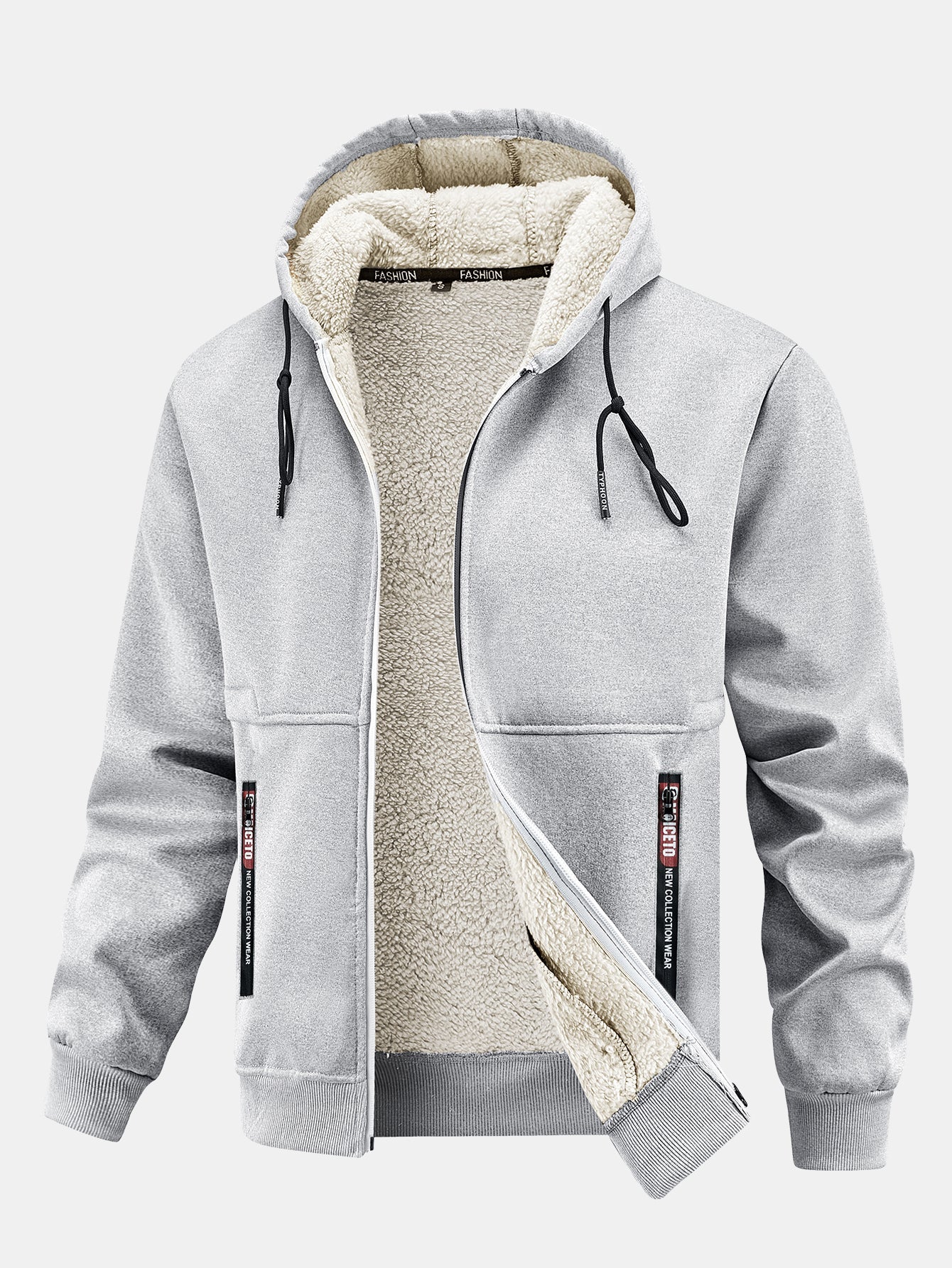 Fleecegefütterter Kapuzenpullover mit praktischer Reißverschlusstasche