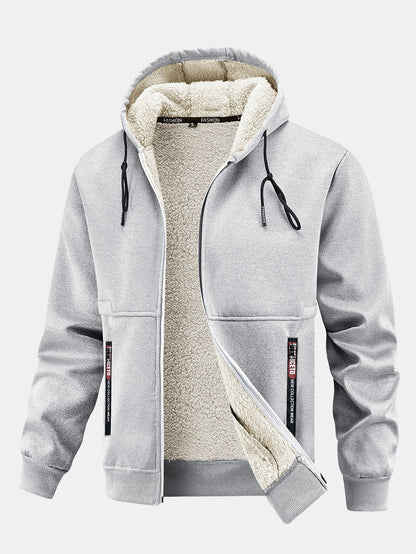 Fleecegefütterter Kapuzenpullover mit praktischer Reißverschlusstasche