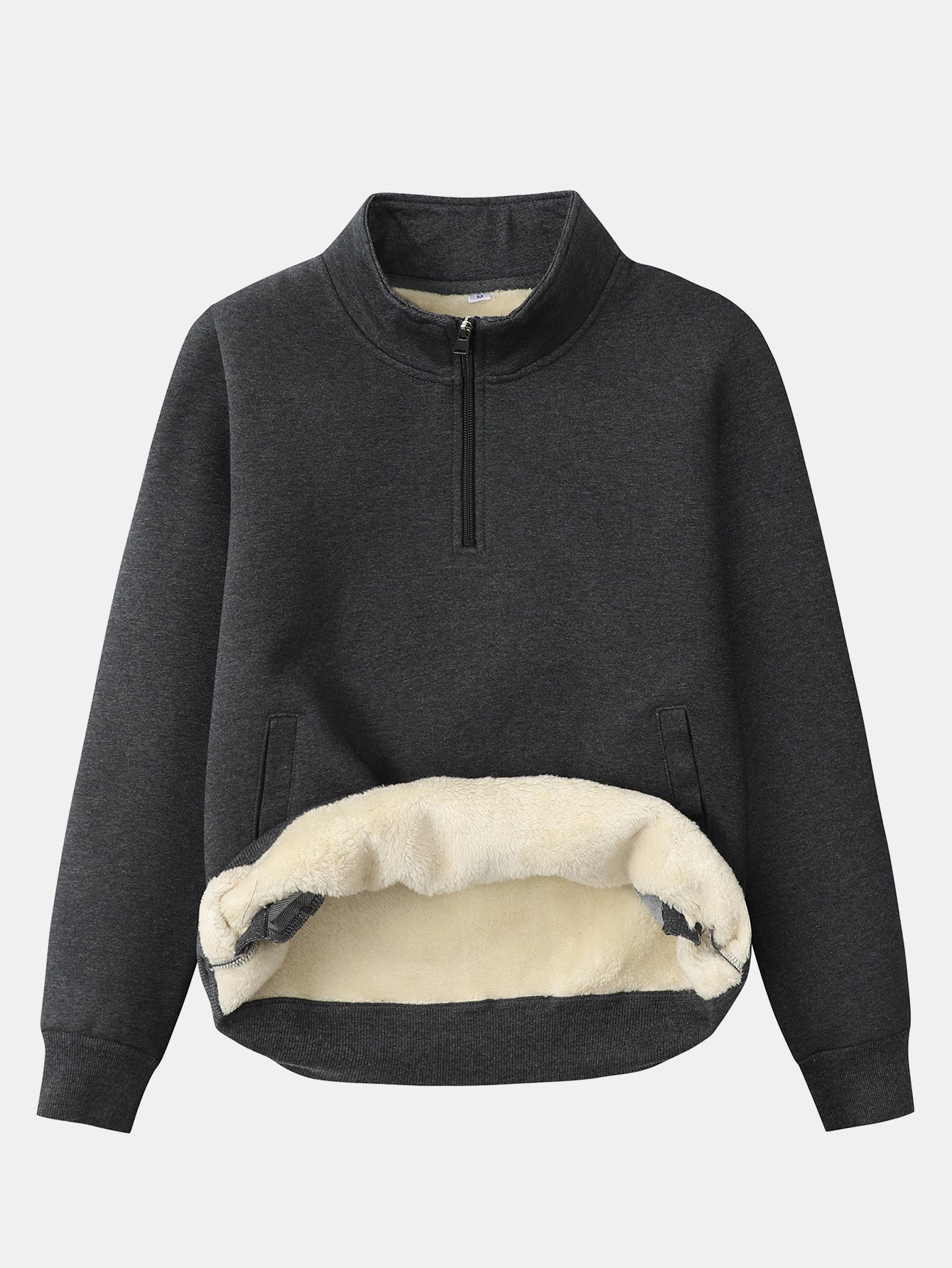 Fleecegefülltes Teddy-Sweatshirt mit Viertel-Reißverschluss