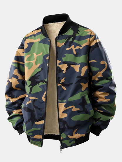 Camouflage Reißverschlussjacke mit Teddy-Futter