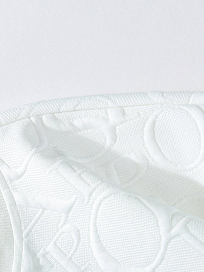 Jacquard Buchstaben V-Ausschnitt T-Shirt