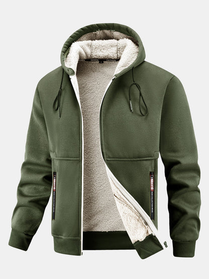 Fleecegefütterter Kapuzenpullover mit praktischer Reißverschlusstasche