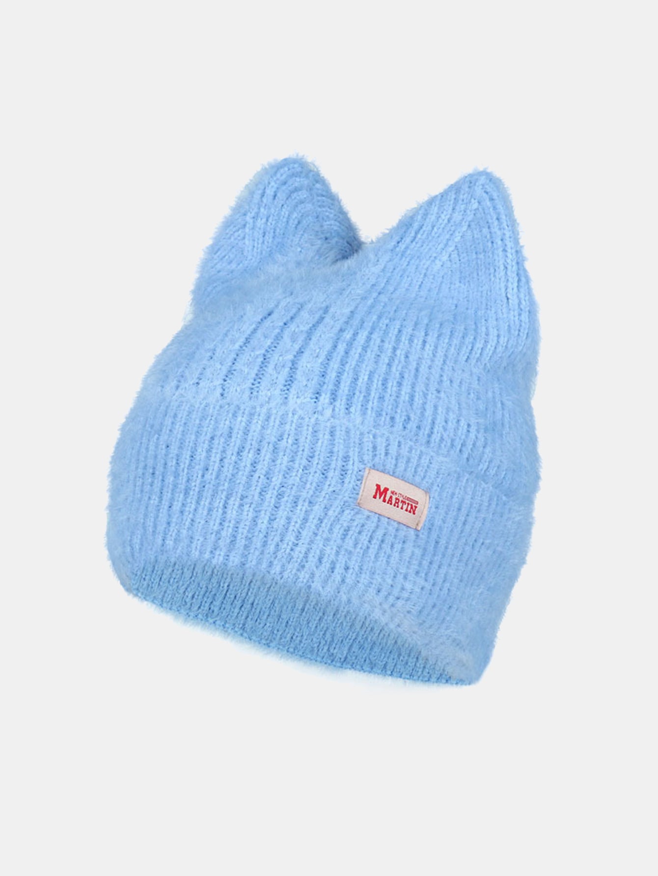Unisex Katzenohr Plüschmütze aus elastischem Strickstoff