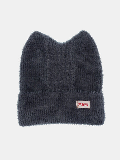 Unisex Katzenohr Plüschmütze aus elastischem Strickstoff