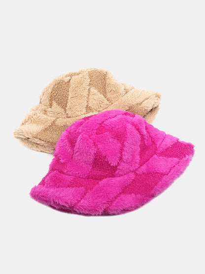 Kontrastfarbige Steppung Plüsch Eimerhut für Wärme