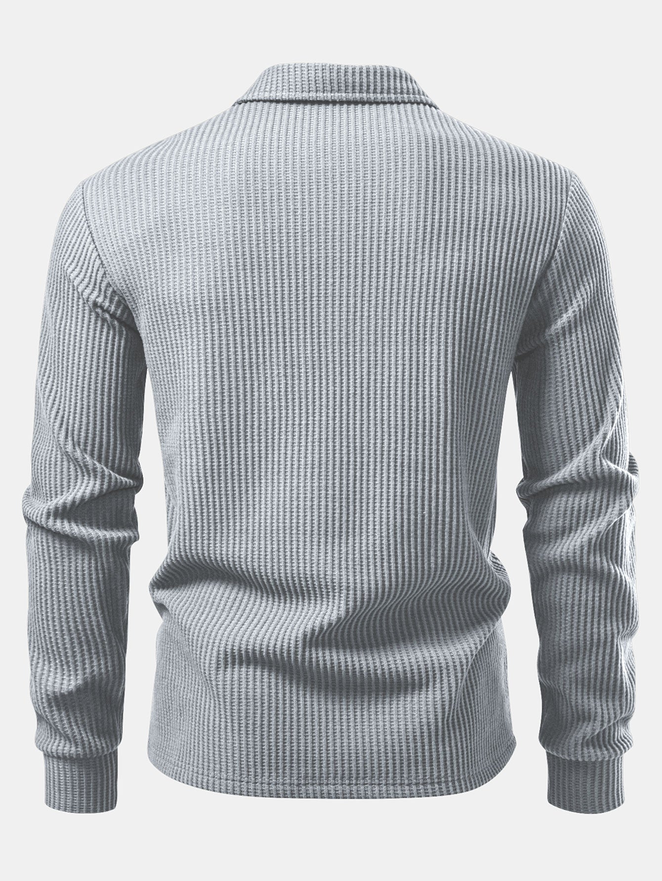 Langärmliges gestricktes Waffel-Poloshirt