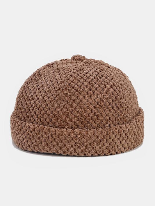 Vintage Einfarbige Corduroy Beanie-Mütze