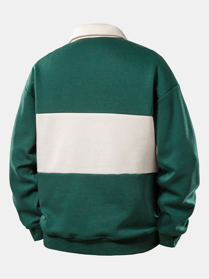 Relaxed Fit Milano Print Contrast Zip Polo Sweatshirt