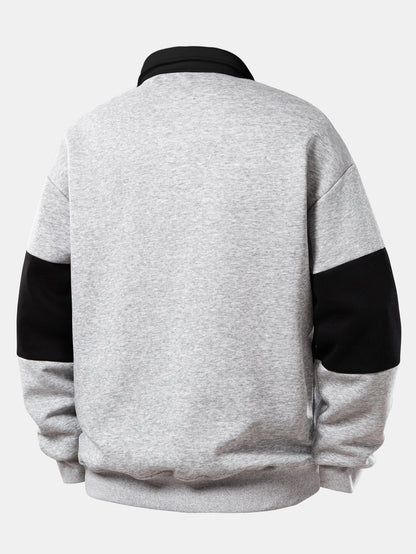 Relaxed Fit Los Angeles Graphic Color Block Polo Sweatshirt