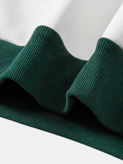 Relaxed Fit Manhattan Print Color Block Polo Sweatshirt