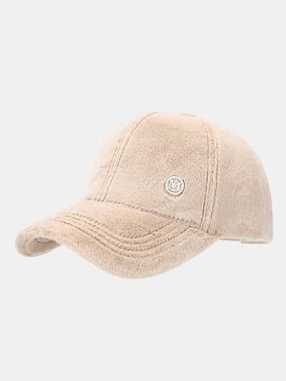 M Etikett Einfarbige Warme Plüsch Baseballkappe