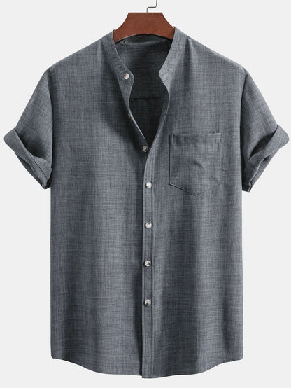 Kurzes Stehkragenhemd