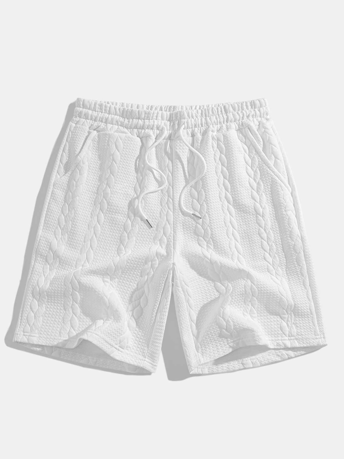 Casual Mid-Length Sleeve Twist Jacquard Tee and Shorts Set