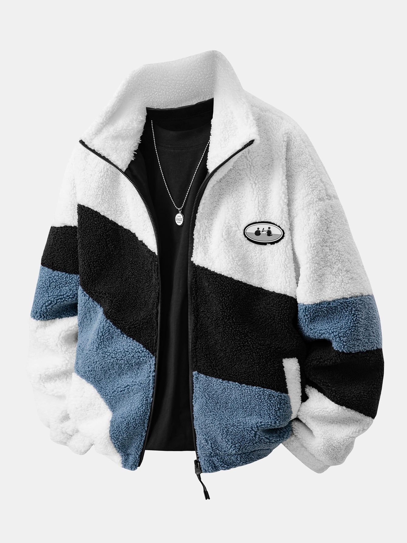 Farbblock Teddy Reißverschlussjacke