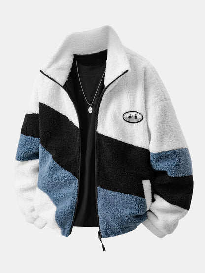 Farbblock Teddy Reißverschlussjacke