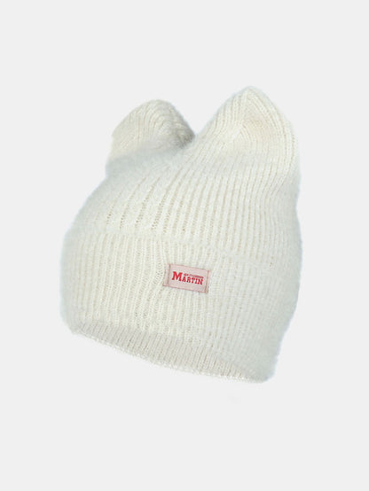 Unisex Katzenohr Plüschmütze aus elastischem Strickstoff