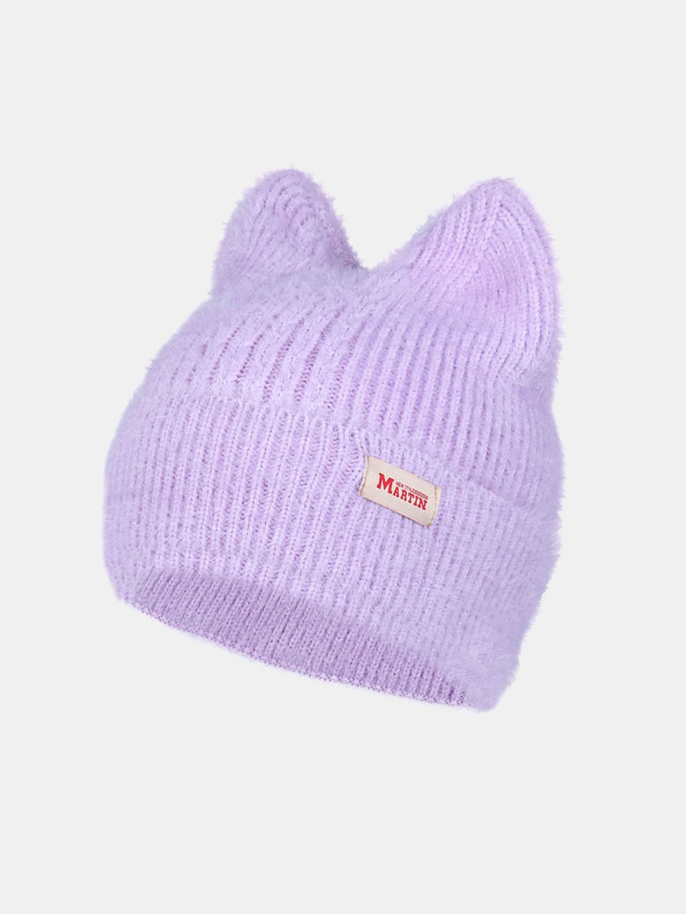 Unisex Katzenohr Plüschmütze aus elastischem Strickstoff