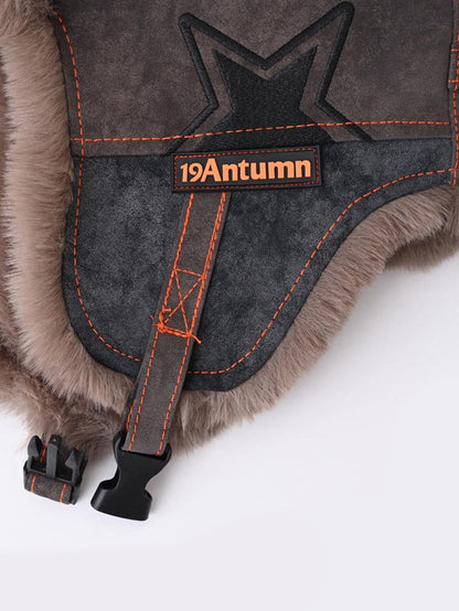 Retro Leder und Samt Warme Fliegermütze