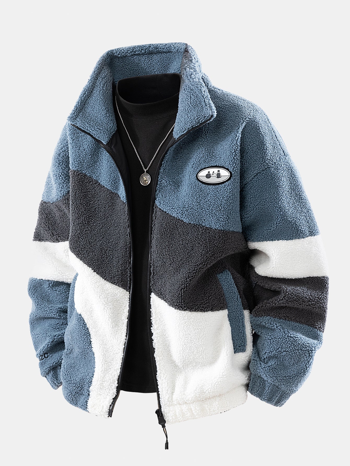 Farbblock Teddy Reißverschlussjacke