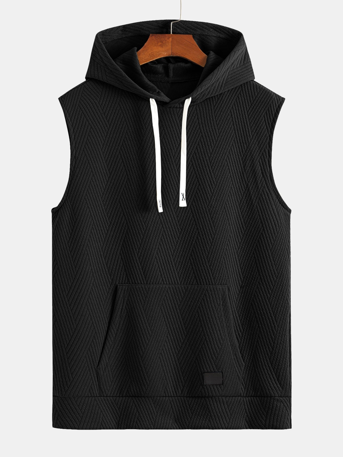 Gestreiftes Jacquard ärmelloses Hoodie-T-Shirt mit Shorts