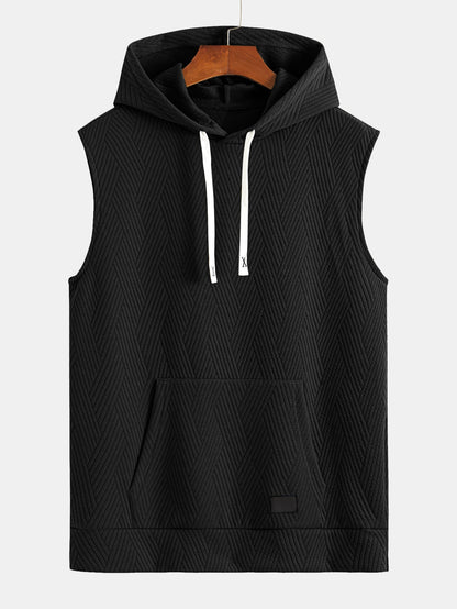 Gestreiftes Jacquard ärmelloses Hoodie-T-Shirt mit Shorts