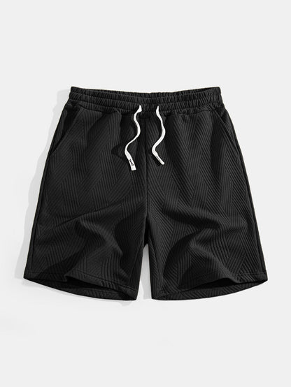 Gestreiftes Jacquard ärmelloses Hoodie-T-Shirt mit Shorts