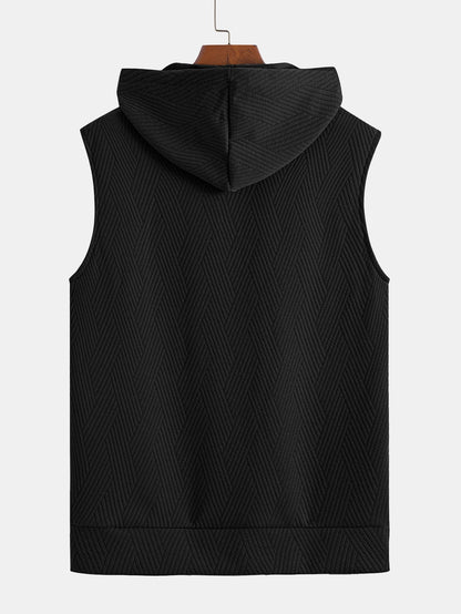 Gestreiftes Jacquard ärmelloses Hoodie-T-Shirt mit Shorts