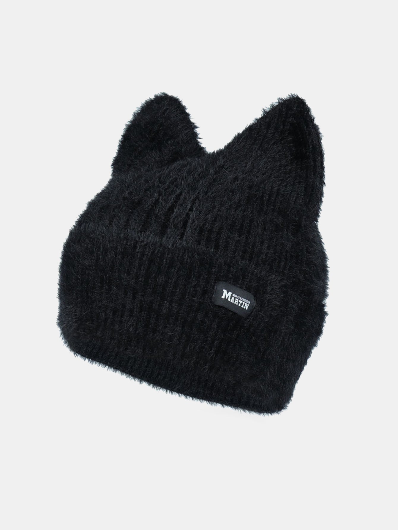 Unisex Katzenohr Plüschmütze aus elastischem Strickstoff