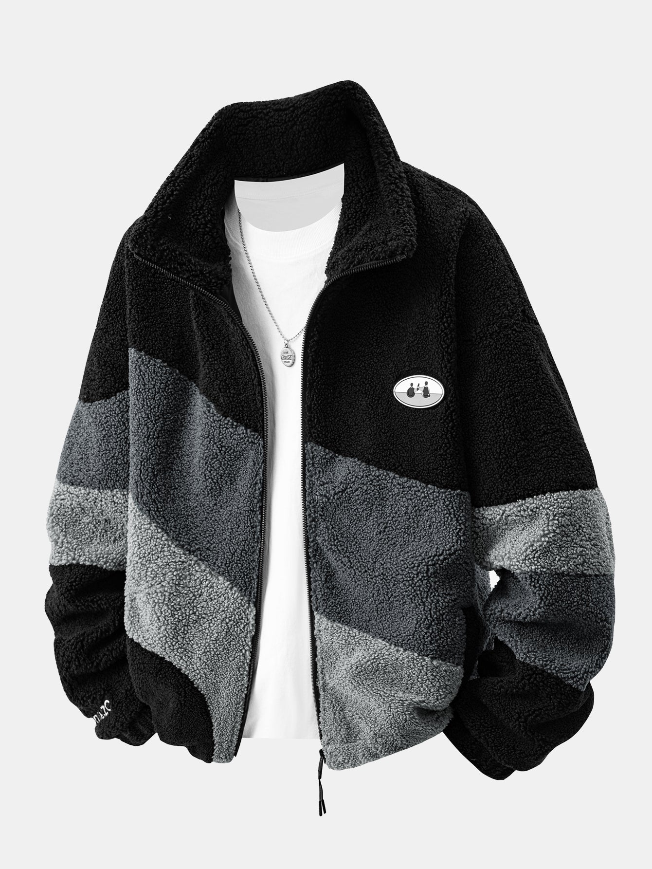 Farbblock Teddy Reißverschlussjacke